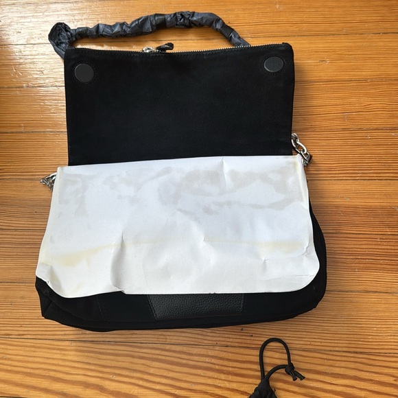 Zadig & Voltaire Black Suede & Pebbled Leather  Studded Rocky Patchwork Bag - Picture 8 of 16